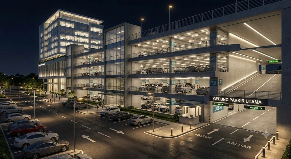 Ilustrasi Desain Pencahayaan Area Parkir Gedung