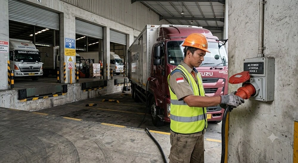Ilustrasi Loading Dock Sebagai Penempatan Plug And Socket Industri