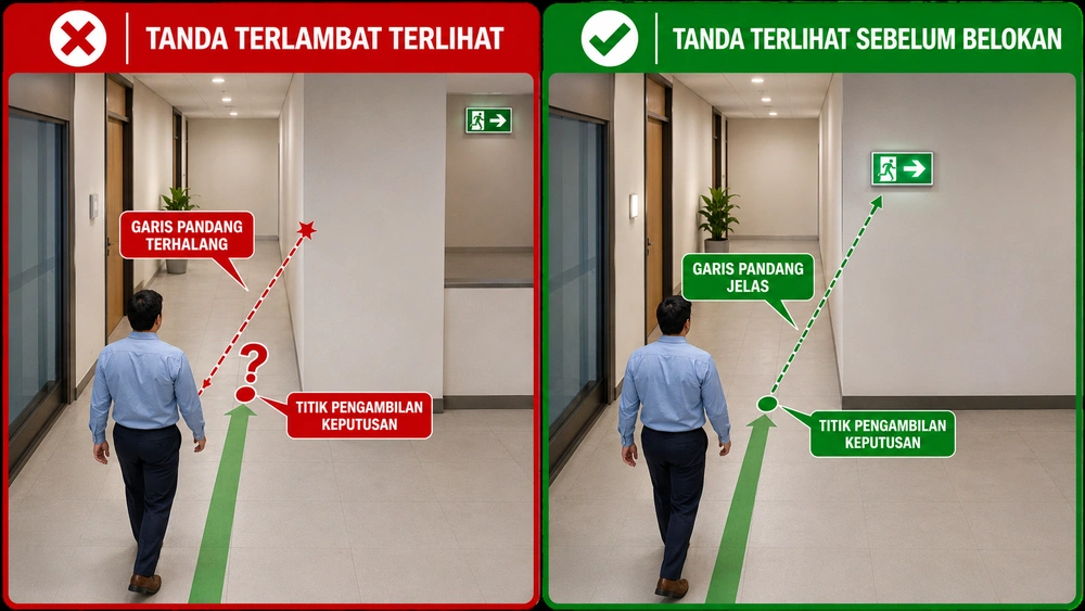 Checklist Penempatan Lampu Darurat dan Exit Sign di Jalur Evakuasi Gedung 4 Letak Tanda Lampu Darurat Yang Benar