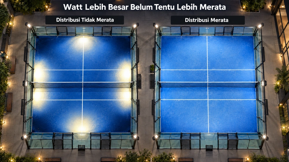 Cara Memilih Lampu untuk Lapangan Padel agar Terang Merata dan Tidak Menyilaukan 3 Mengatur Letak Lampu Lapangan