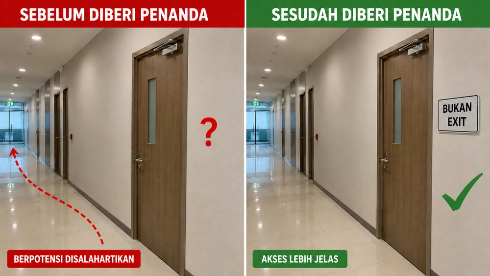 Checklist Penempatan Lampu Darurat dan Exit Sign di Jalur Evakuasi Gedung 5 Tanda Bukan Exit